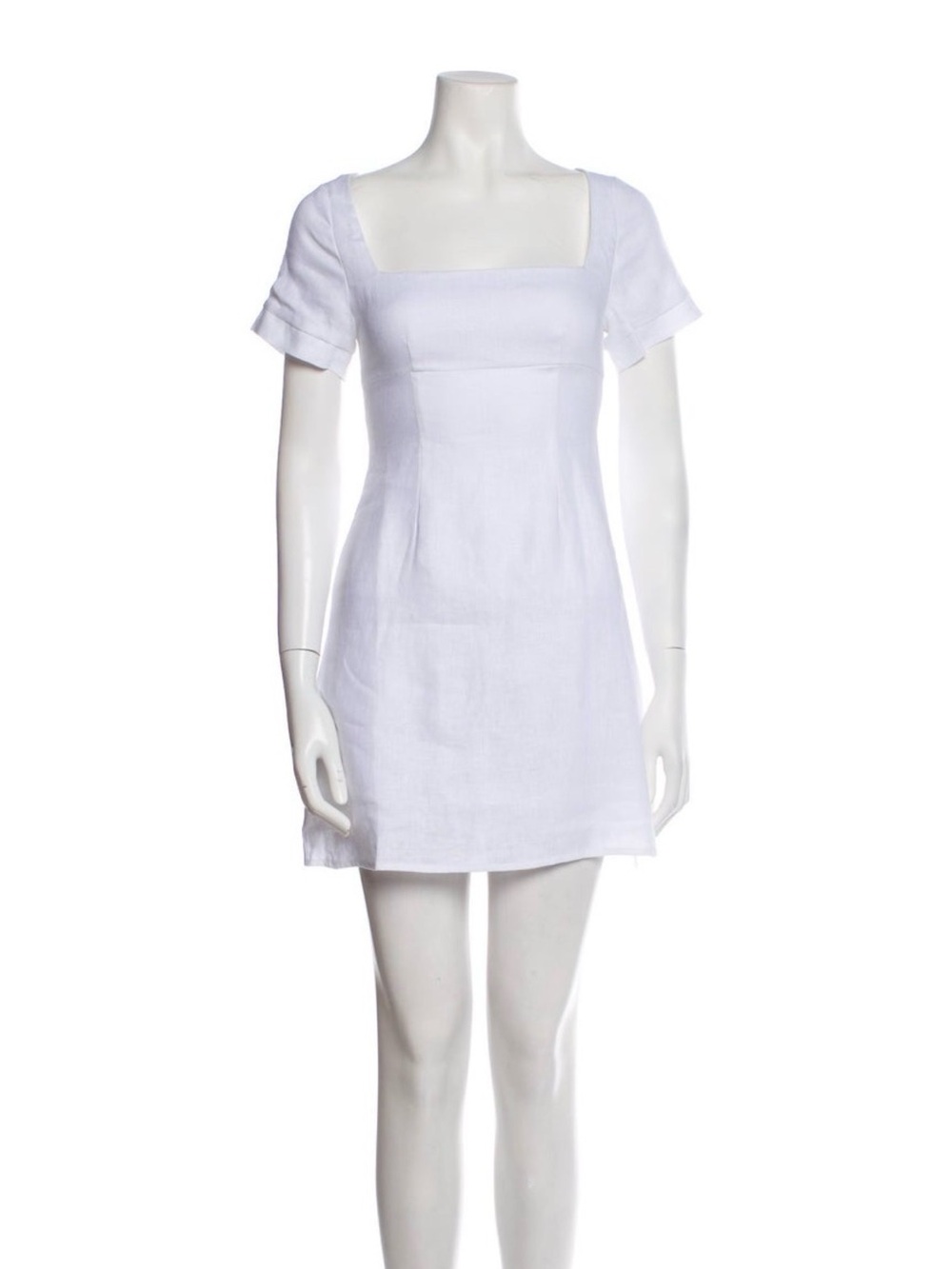 NWT Dissh 100% Linen White Square-Neck Short Sleeve Mini Dress